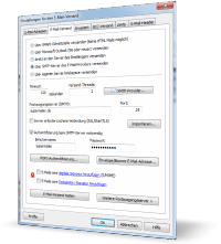 E-Mail Marketing Software SuperMailer - Einstellungen fr den E-Mail-Versand z.B. Versand ber MS Outlook, SMTP-Server oder  per Script ber Webspace